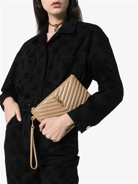 ysl black monogram clutch|YSL monogram clutch beige.